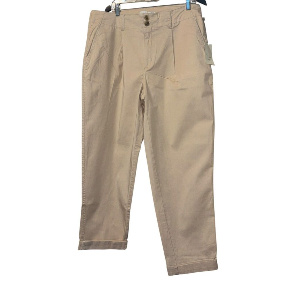 A New Day Women's Beige High Rise Ankle Pants Size 16 Straight Leg